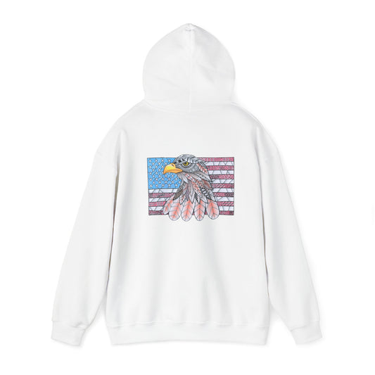 American flag w/ majestic bald eagle Heavy Blend™ Hooded Sweatshirt