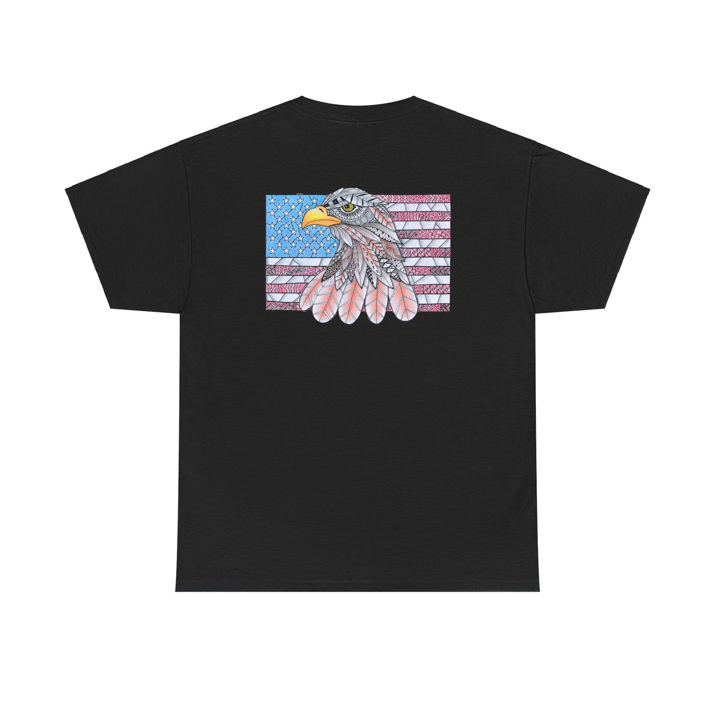 American Flag w/ Majestic Bald Eagle Heavy Cotton Tee