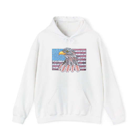 American flag w/ majestic bald eagle Heavy Blend™ Hooded Sweatshirt