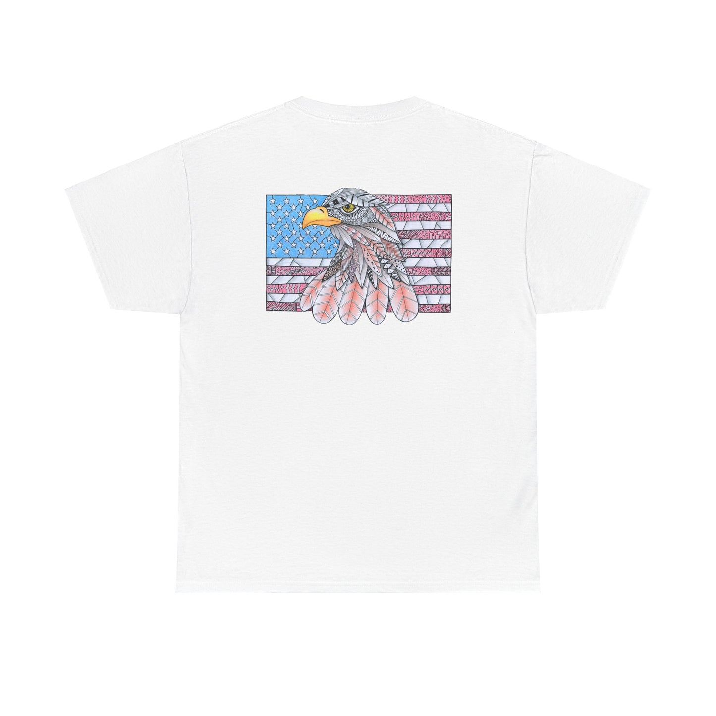 American Flag w/ Majestic Bald Eagle Heavy Cotton Tee